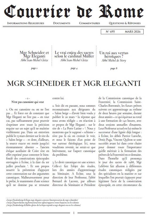 Courrier de Rome Mars 2026