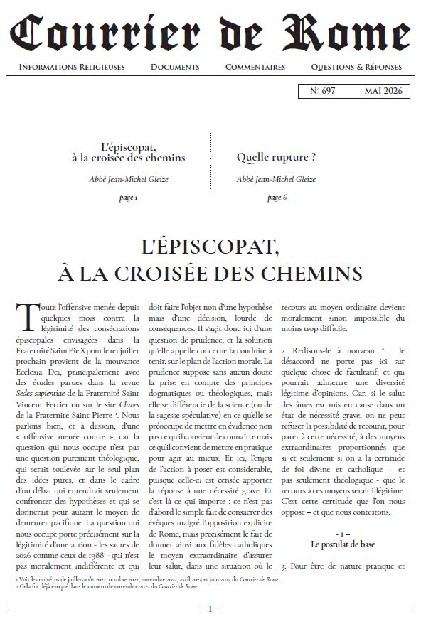 Courrier de Rome Mai 2026