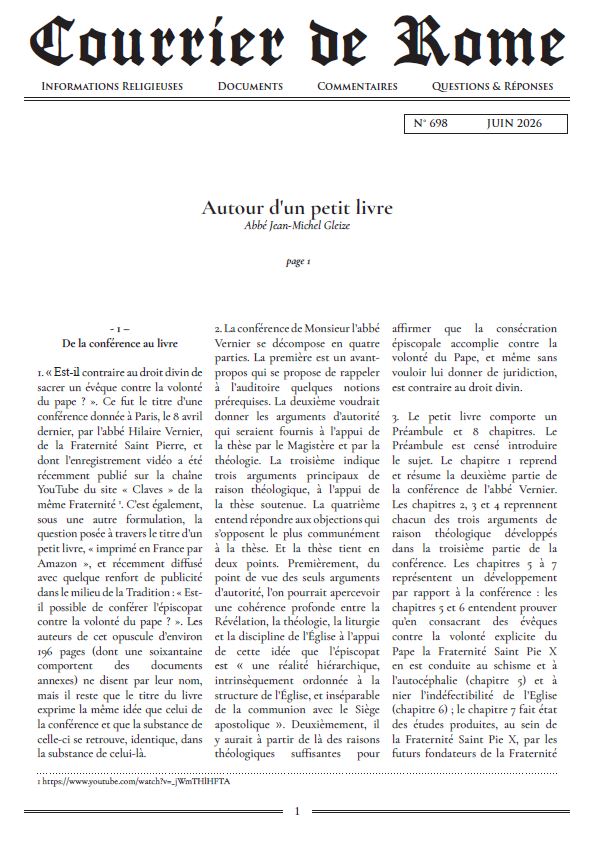 Courrier de Rome Juin 2026